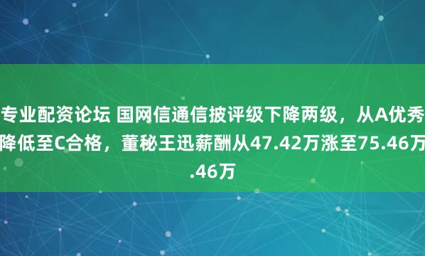 专业配资论坛 国网信通信披评级下降两级，从A优秀降低至C合格，董秘王迅薪酬从47.42万涨至75.46万